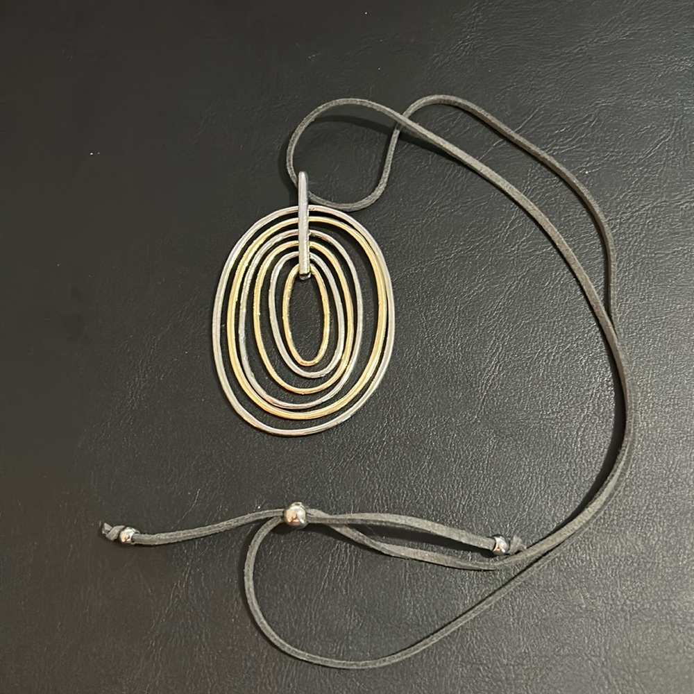 3/$15 faux silver/gold adjustable statement necklace